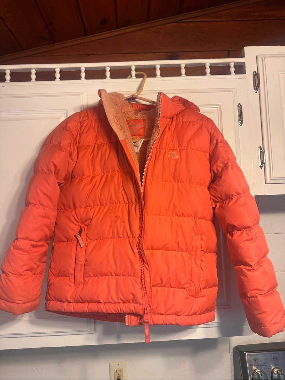 L.L. Bean Kids 650 fill Puffer Jacket with Sherpa Collar size 10-12